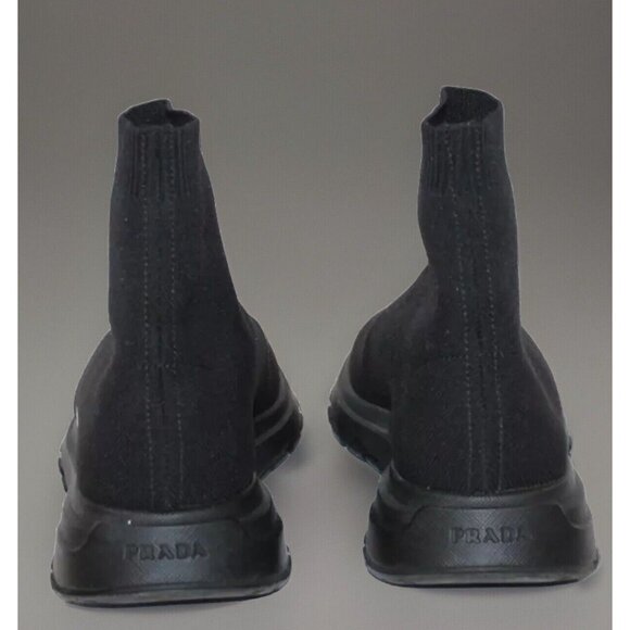 LUXURY PRADA SOCK HIGH-TOP SNEAKERS SHOE 4T3478 BLACK KNIT US 6 EU 37 RUNS SMALL - Picture 11 of 13